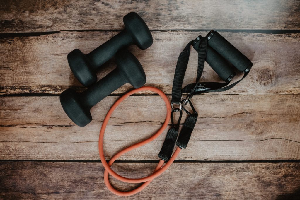 Photo by Kelly Sikkema on Unsplash

Equipment used for at home exercising